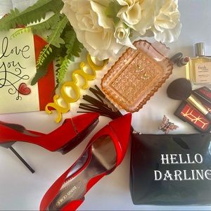 Giorgio Armani Red Satin & Velour Pumps sz40